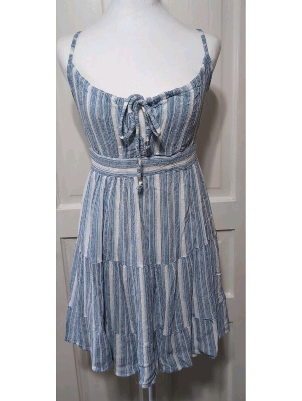 Angie Striped Sundress Beach Vacation Party Blue & White Womans S(1451)C